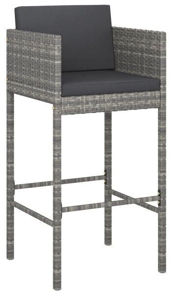 5 részes szürke polyrattan kerti bárszett párnákkal