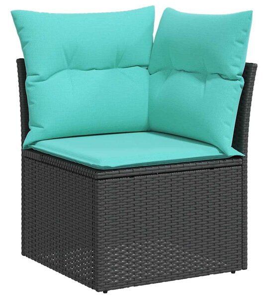 VidaXL 14 db fekete polyrattan kerti kanapégarnitúra párnákkal