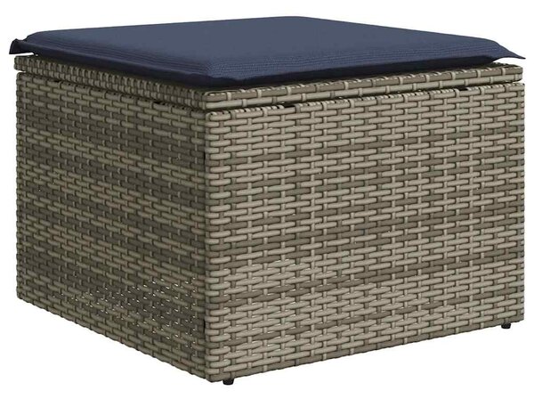 2 részes szürke polyrattan akácfa kerti ülőgarnitúra párnákkal