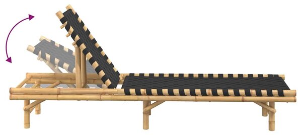 VidaXL fekete szövött bambusz napozóágy 55 x 200 x 30 cm