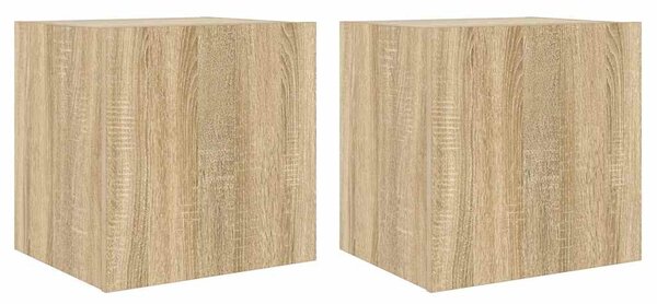 2 db sonoma tölgy színű fali TV-szekrény LED-del 40,5x35x40 cm