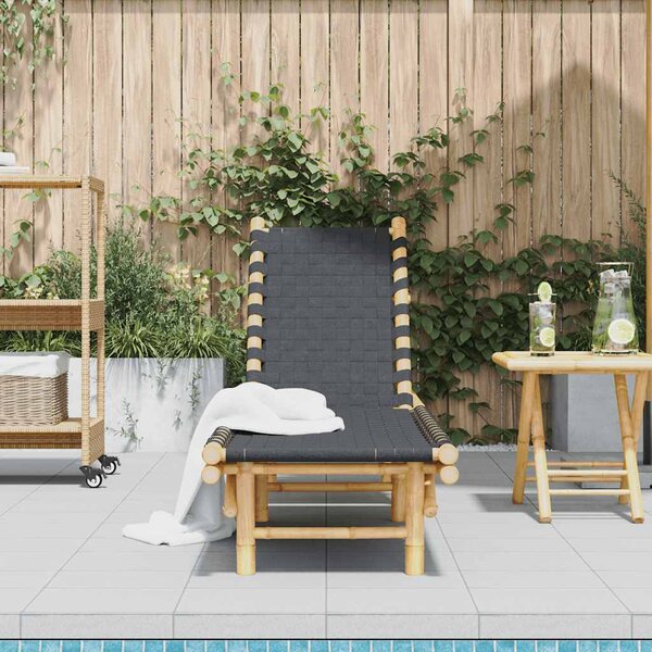 VidaXL fekete szövött bambusz napozóágy 55 x 200 x 30 cm
