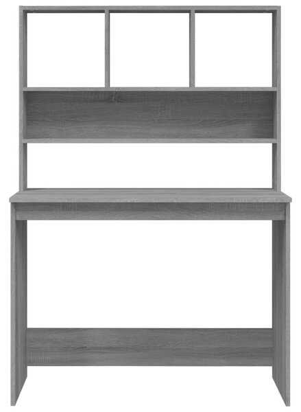 Szürke sonoma színű szerelt fa íróasztal polcokkal 102x45x148cm