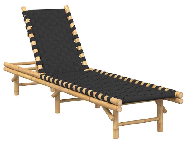 VidaXL fekete szövött bambusz napozóágy 55 x 200 x 30 cm