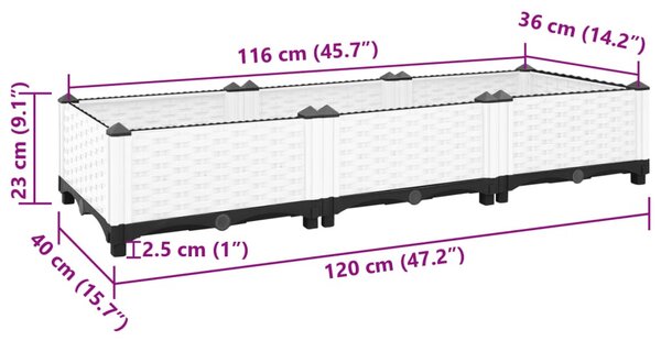 Polipropilén magaságyás 120 x 40 x 23 cm