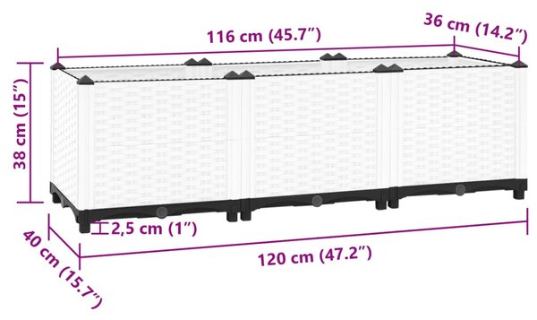 Polipropilén magaságyás 120 x 40 x 38 cm