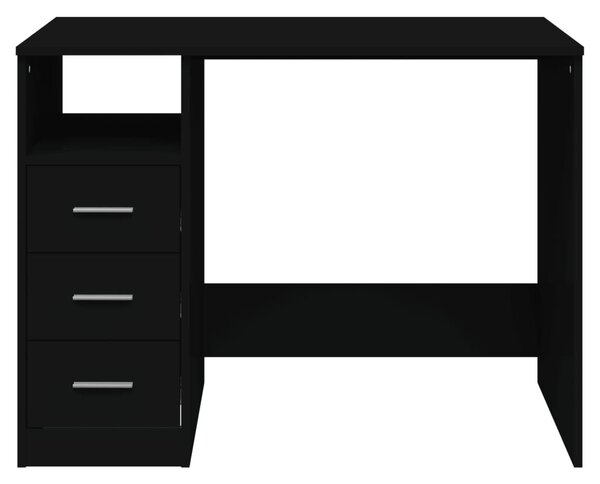 Fekete szerelt fa íróasztal fiókokkal 102 x 50 x 76 cm