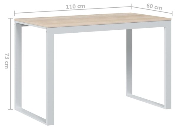 Fehér-tölgyszínű forgácslap számítógépasztal 110 x 60 x 73 cm