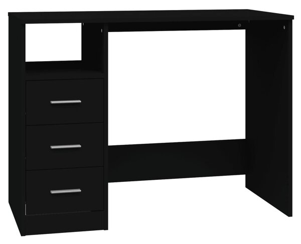 Fekete szerelt fa íróasztal fiókokkal 102 x 50 x 76 cm