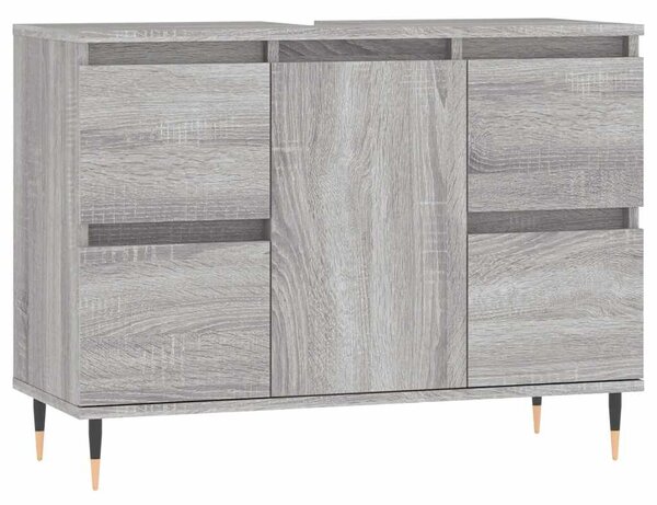 Szürke sonoma színű szerelt fa mosdószekrény 80 x 33 x 60 cm