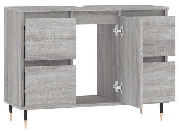 Szürke sonoma színű szerelt fa mosdószekrény 80 x 33 x 60 cm
