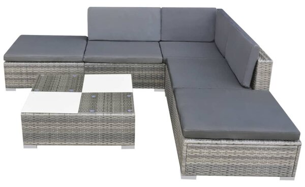 VidaXL 6 részes szürke polyrattan kerti ülőgarnitúra párnákkal