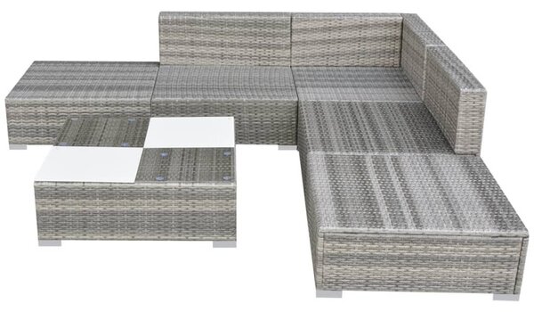 VidaXL 6 részes szürke polyrattan kerti ülőgarnitúra párnákkal