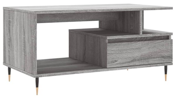 Szürke sonoma szerelt fa dohányzóasztal 90x49x45 cm