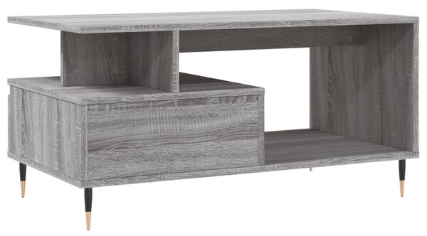 Szürke sonoma szerelt fa dohányzóasztal 90x49x45 cm