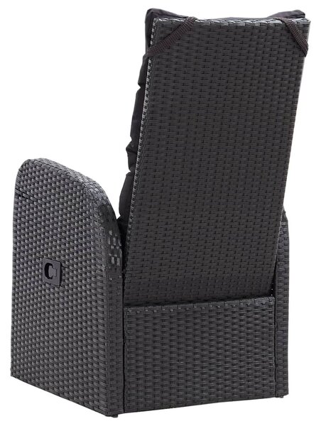 3 darabos fekete polyrattan bisztrószett párnákkal
