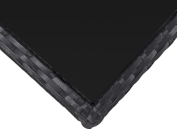 3 darabos fekete polyrattan bisztrószett párnákkal