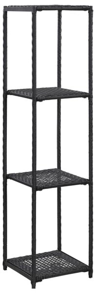 Fekete polyrattan tárolópolc 30 x 30 x 120 cm