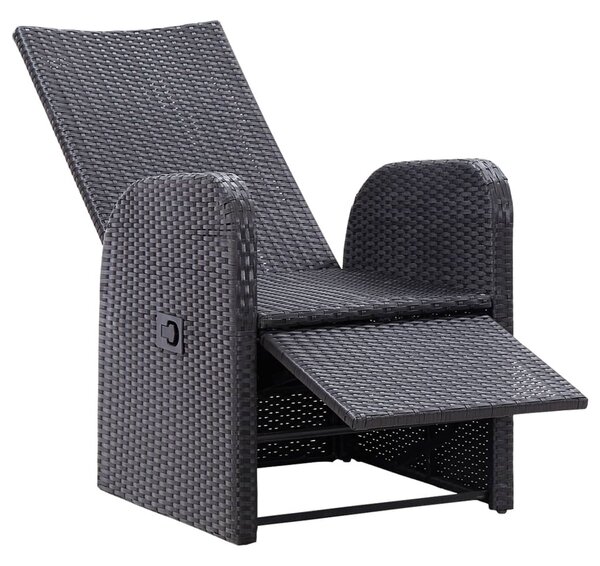 3 darabos fekete polyrattan bisztrószett párnákkal