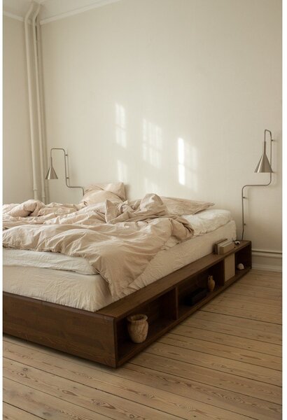 Barna borovi fenyő franciaágy ágyráccsal 180x200 cm Ziggy – Karup Design