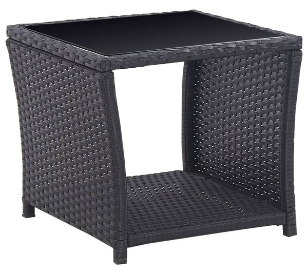 3 darabos fekete polyrattan bisztrószett párnákkal