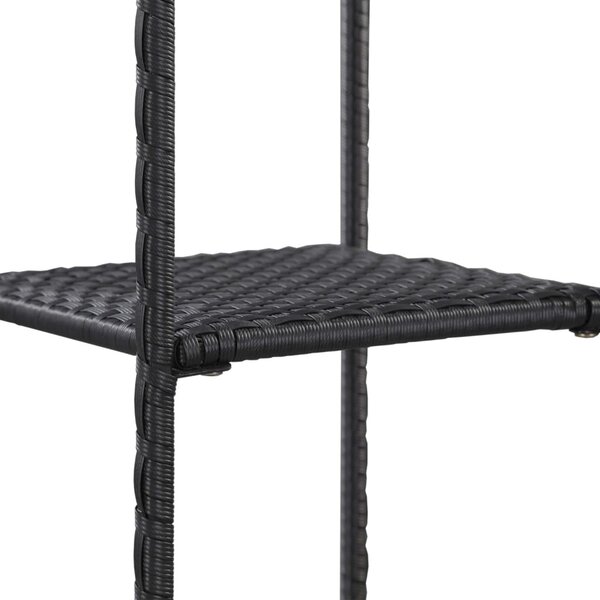 Fekete polyrattan tárolópolc 30 x 30 x 120 cm