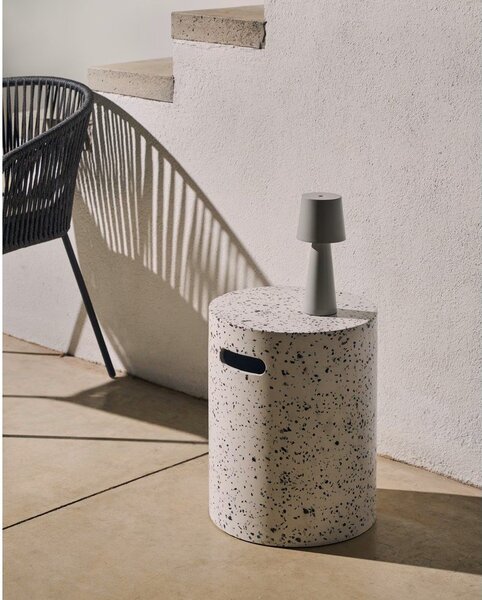 Jenell fehér beton kerti tárolóasztal, ⌀ 35 cm - Kave Home
