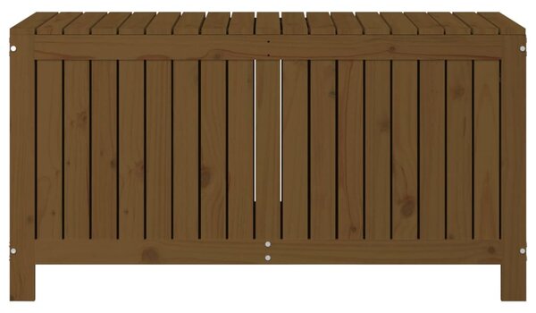 Mézbarna tömör fenyőfa kerti tárolóláda 121x55x64 cm
