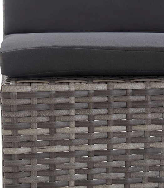 5-részes szürke polyrattan kerti bútorszett párnákkal