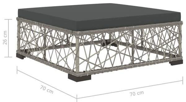 8-részes szürke polyrattan kerti bútorszett párnákkal