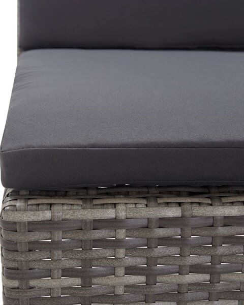 5-részes szürke polyrattan kerti bútorszett párnákkal
