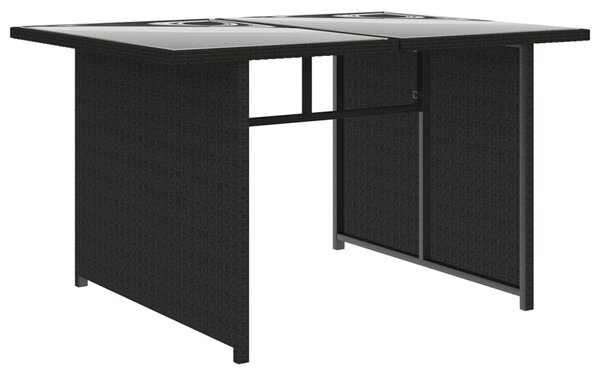 10-részes fekete polyrattan kerti bútorszett párnákkal