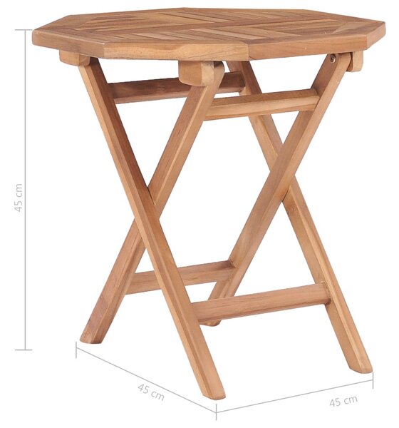 VidaXL tömör tíkfa összecsukható kerti asztal 45 x 45 x 45 cm