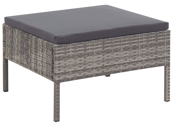 5-részes szürke polyrattan kerti bútorszett párnákkal