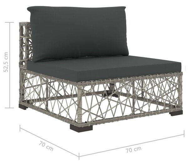 8-részes szürke polyrattan kerti bútorszett párnákkal
