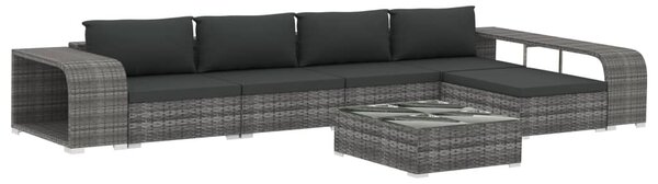8 részes szürke polyrattan kerti bútorszett párnákkal