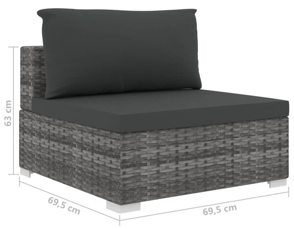 8 részes szürke polyrattan kerti bútorszett párnákkal