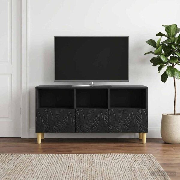 TV szekrény 102 x 34,5 x 50 cm Fekete Szerelt Fa
