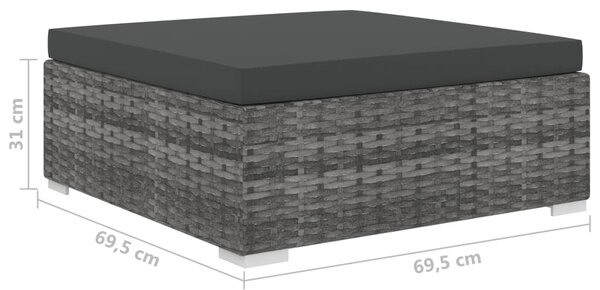 8 részes szürke polyrattan kerti bútorszett párnákkal