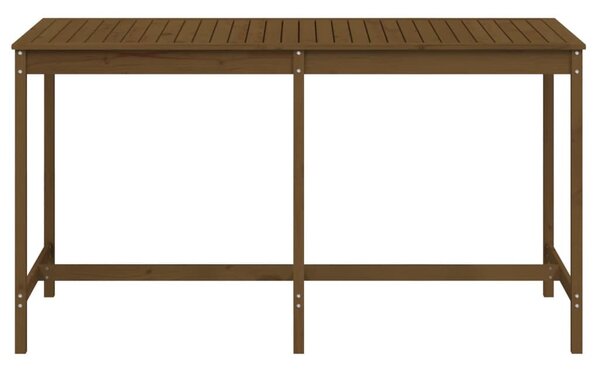 Mézbarna tömör fenyőfa kerti asztal 203,5x90x110 cm