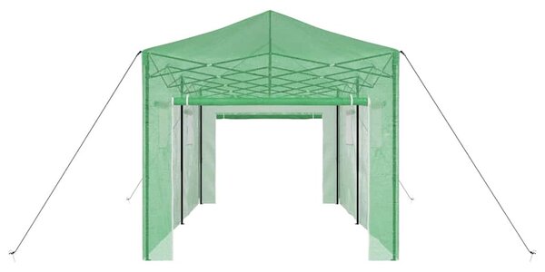 Üvegház pop-up kerettel tetővel Zöld 290 x 580 x 315 cm Vas