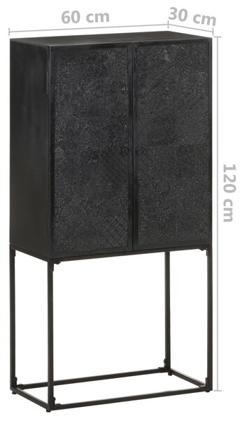 Fekete tömör akácfa és mangófa tálalószekrény 60 x 30 x 120 cm