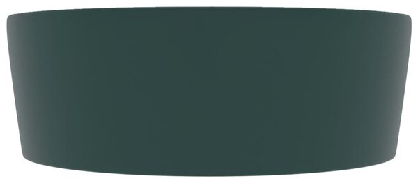 Matt sötétzöld luxus kerámia mosdókagyló túlfolyóval 36x13 cm