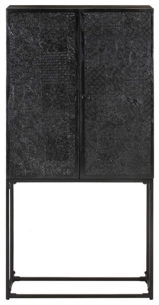 Fekete tömör akácfa és mangófa tálalószekrény 60 x 30 x 120 cm