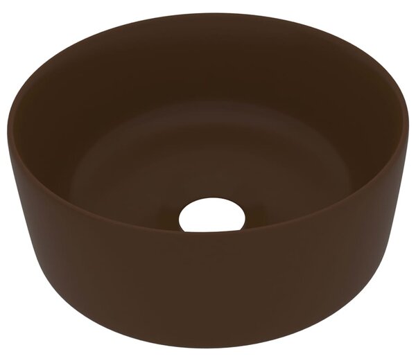 Kerek matt sötétbarna kerámia luxus mosdókagyló 40 x 15 cm
