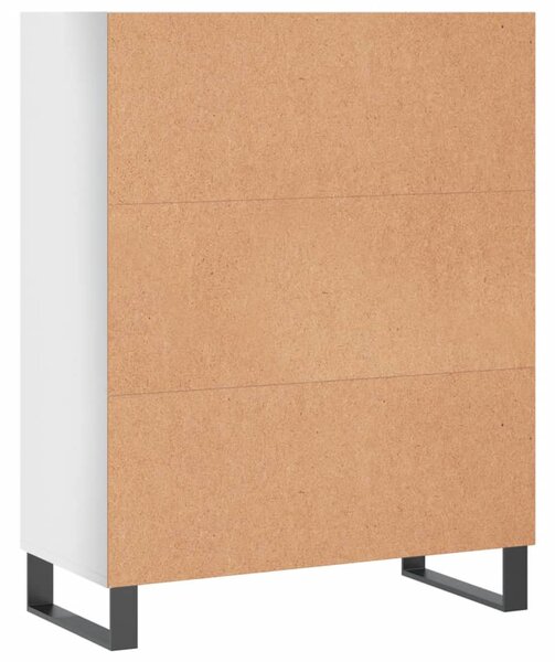 Magasfényű fehér szerelt fa polcos szekrény 69,5 x 32,5 x 90 cm