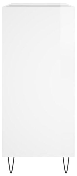 Magasfényű fehér szerelt fa hanglemezszekrény 84,5 x 38 x 89 cm