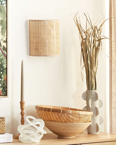 Falilámpa CARIO Természetes Rattan
