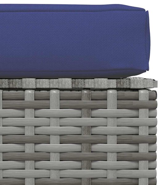 VidaXL szürke polyrattan kerti lábtartó párnával 70 x 70 x 30 cm