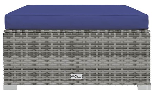 VidaXL szürke polyrattan kerti lábtartó párnával 70 x 70 x 30 cm